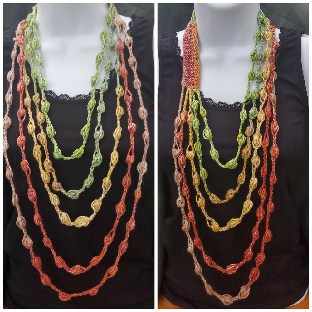 ARTISAN CRAFTED PUFF STITCH CROCHET NECKLACE